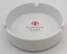 Harbour Plaza Hong Kong Hotel White Porcelain Ceramic Round Ashtray