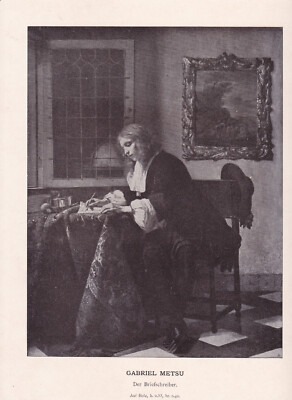 Gabriel Metsu Original Kunstdruck ca. 1905 n. d. Gemälde Der Briefschreiber
