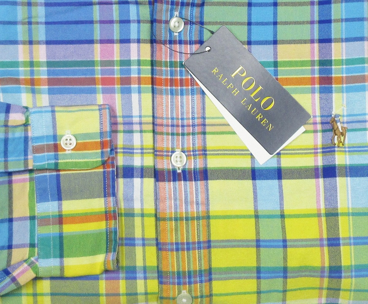 Polo Ralph Lauren Men's Yellow Multi Plaid Classic Fit Button
