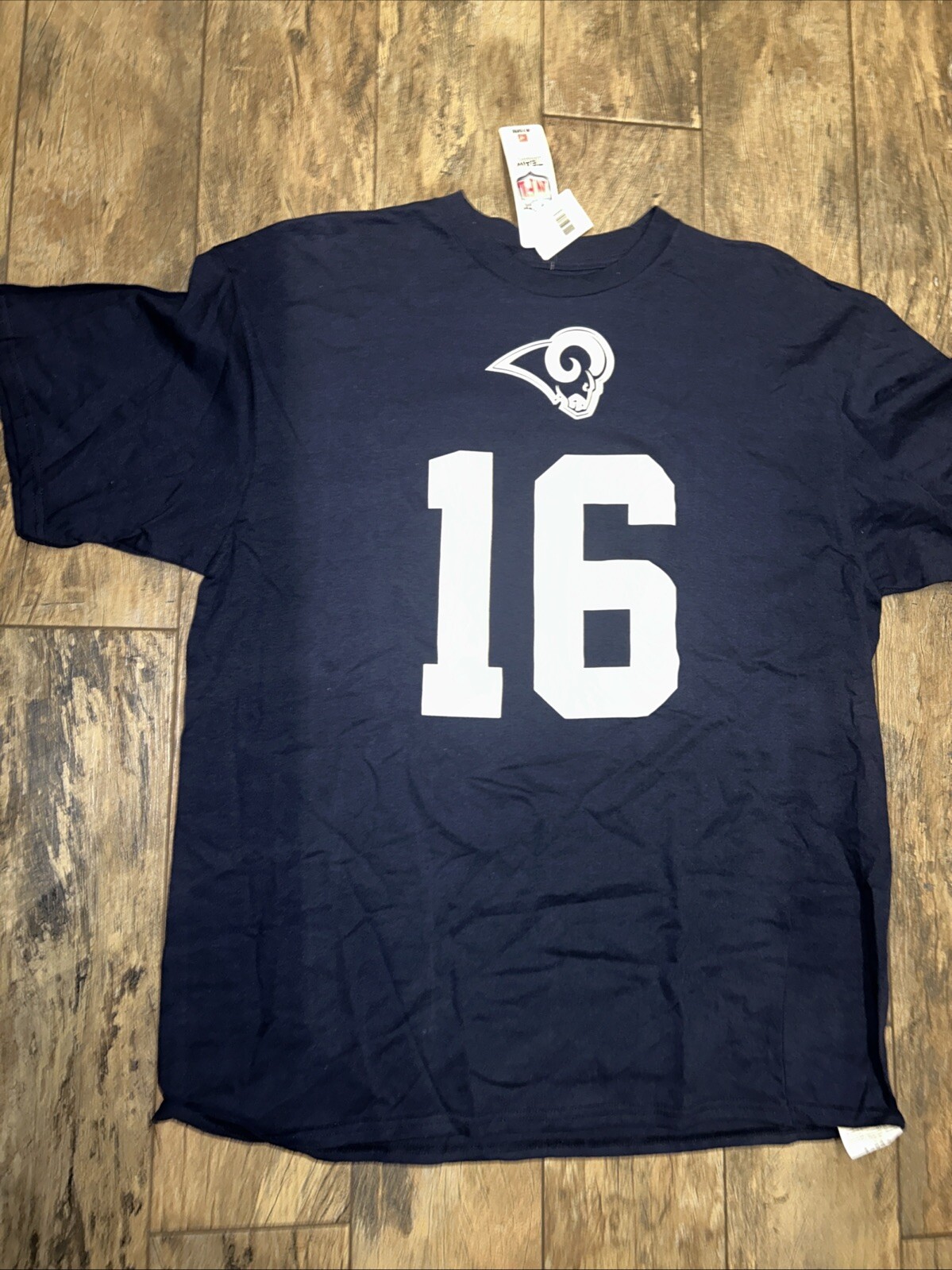 Los Angeles Rams Jared Goff #16 Blue NFL Jersey T-Shirt Size XL with Tag