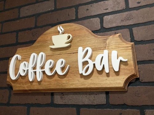Coffee Bar Sign Wall Decor Rustic Wood Sign Antique Look - Picture 9 of 11