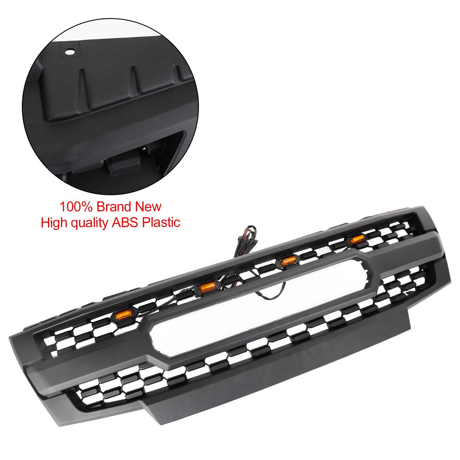 Black Front Bumper Grille Grill Fit Nissan Frontier 2009-2019 W/ Led Lights -