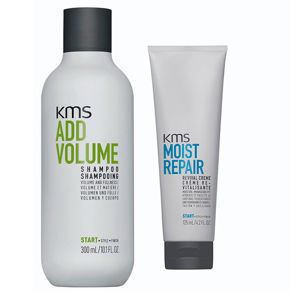Увлажняющий восстанавливающий крем KMS Moistrepair Revival Creme 125 мл + шампунь для придания объема 300 мл - импорт из Кейна