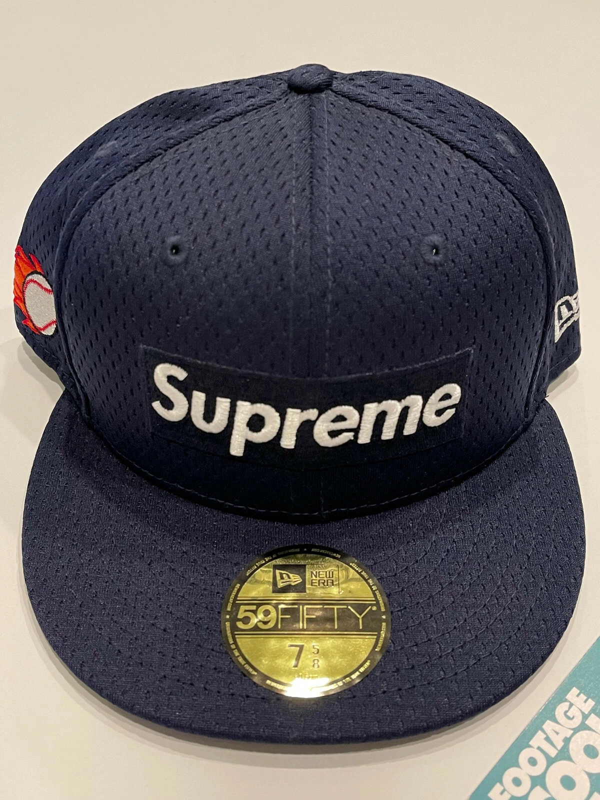 2018 SS18 NOUVELLE ERA 59FIFTY SUPREME BOÎTE LOGO CHAPEAU BASEBALL BLEU MARINE 7 5/8