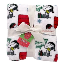 Berkshire SNOOPY PEANUTS WOODSTOCK CHRISTMAS WHITE Soft Throw Blanket 55” x 70"