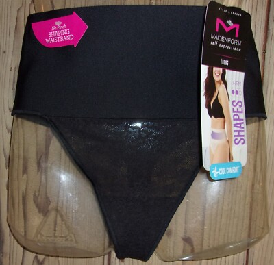 MAIDENFORM Self Expressions Cool Comfort THONG Black Size: SMALL #SE0049