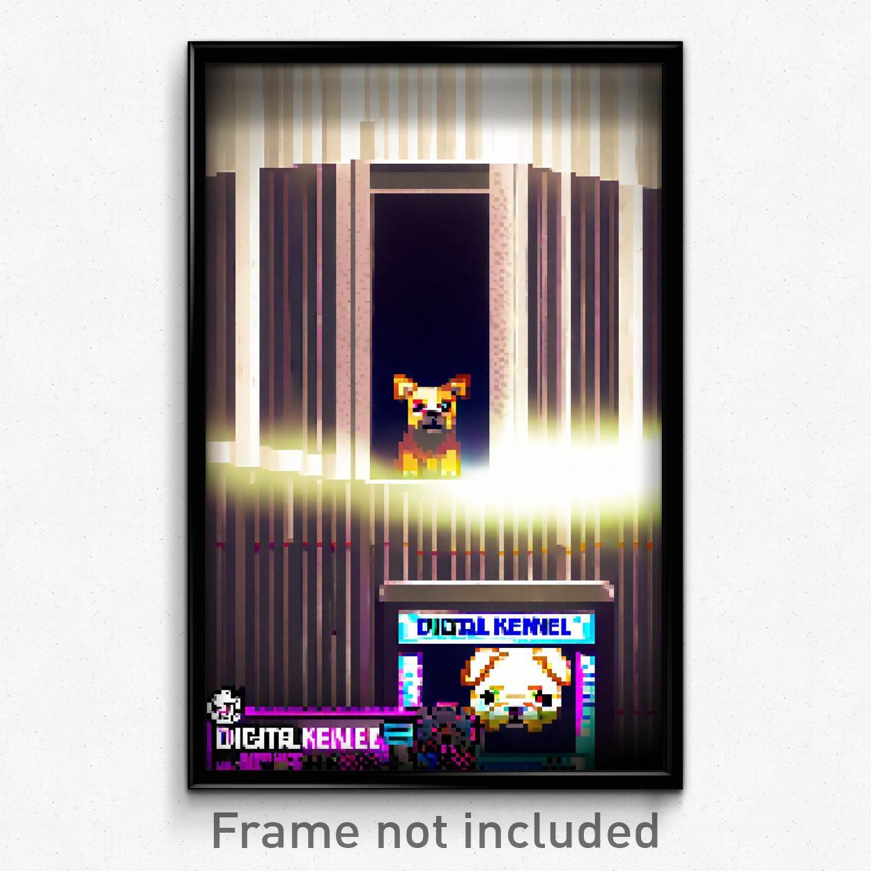 Pixel Art Poster - Digital Kennel (8 Bit Psychedelic Trippy Video Game Print)