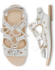 GYMBOREE GIRL JUMP INTO SUMMER SILVER LACE UP SANDALS SHOE 8 12 13 1 3 NWT 33