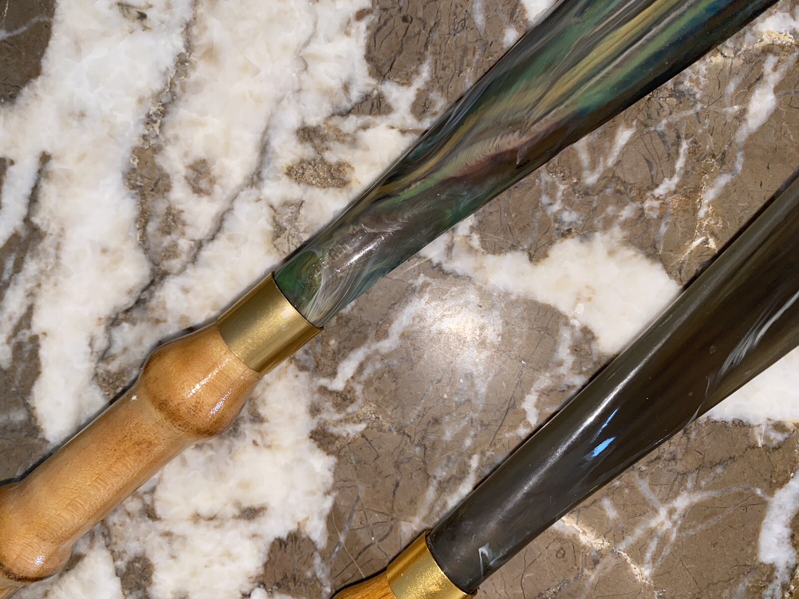 Vintage Shoe Horn Bamboo Wood & Plastic Made In Italy Gem