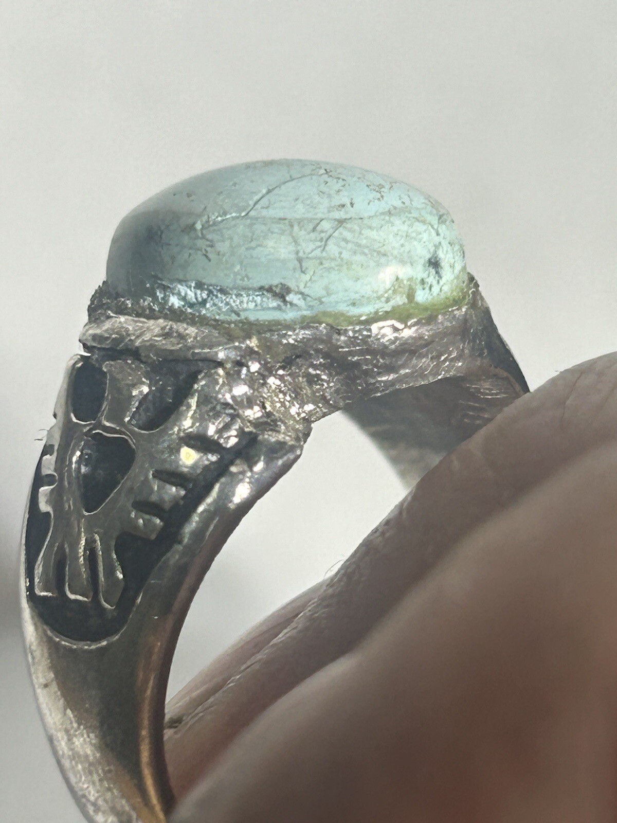Thunderbird Native Old 925 Turquoise Ring Size 10… - image 10