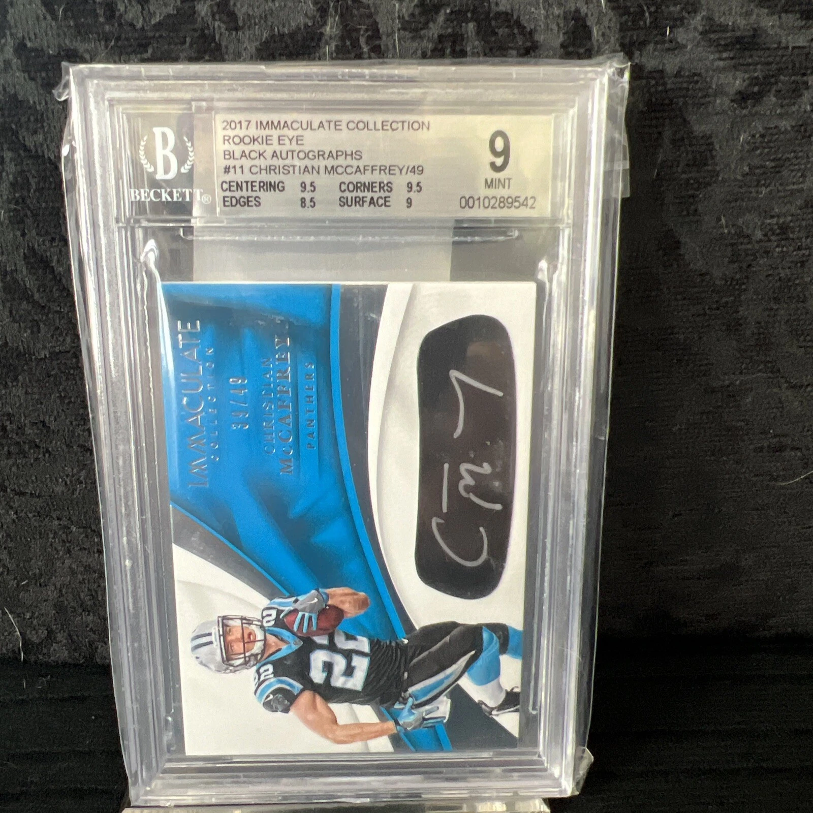 Christian McCaffrey Panini Immaculate Collection Rookie Eye Black Autographs #EBCM Base