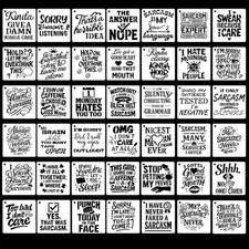 42 Pcs 5 5 in Word Stencils, Sarcastic Art Letter Stencils for Crafts Reusabl...