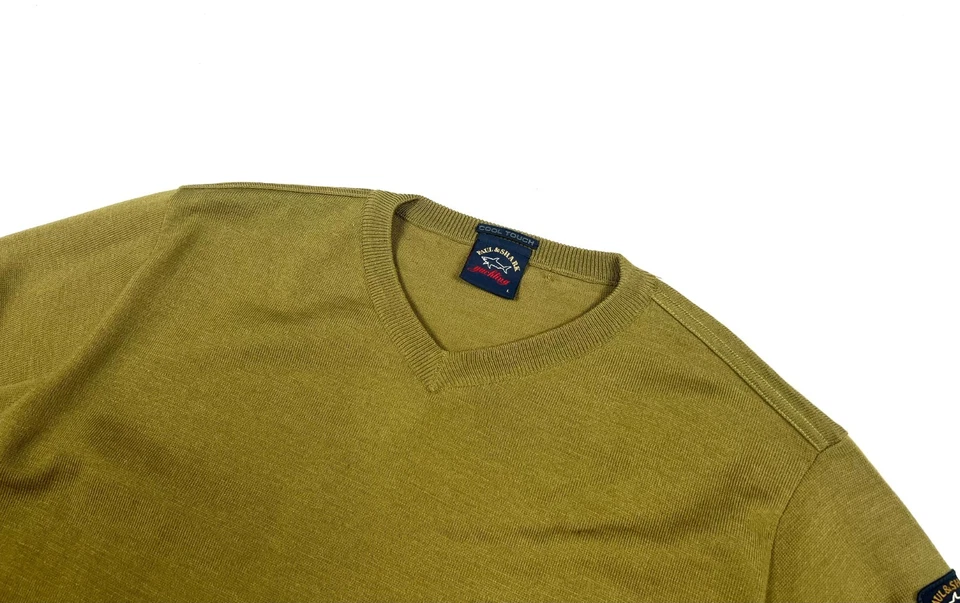 Auténtico Suéter Pullover Informal Para Hombre PAUL&SHARK Cool Touch Lana Mostaza Talla L/XL Foto 3 de 4