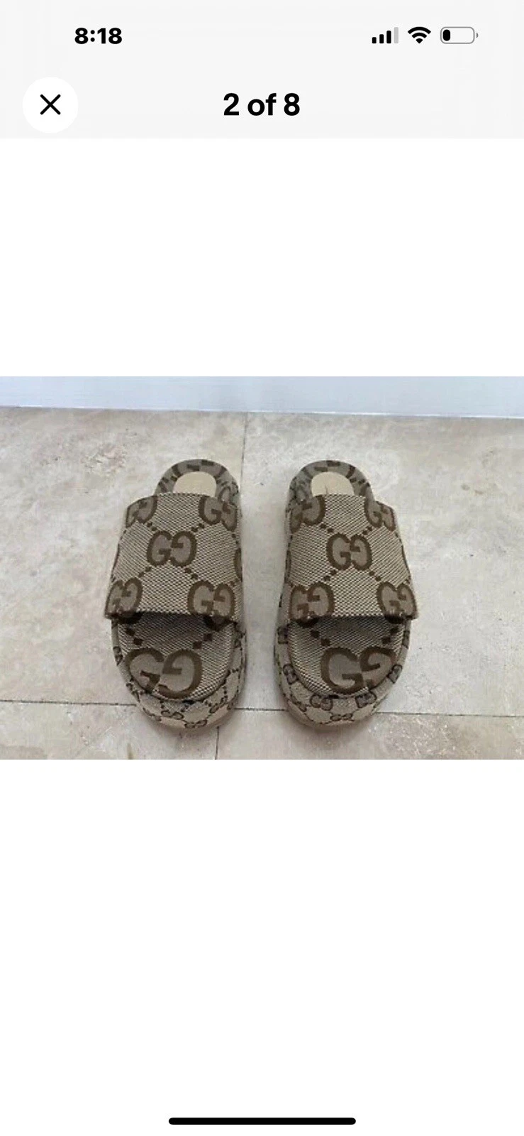 Gucci GG Supreme Platform Sandale Couleur Tan Femme Taille 36 (US 6) Authentique Occasion