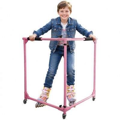 GanFindX Roller Skate Trainer Kids 36in Folding Beginner Support (Pink)