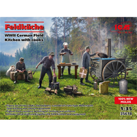Feldkucke Wwii German Field Kitchen With Cooks Kit 1:35 Icm Kit Figure Militari