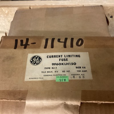 GENERAL ELECTRIC 9F60KLH 150 Type EJ-1 CURRENT-LIMITING FUSE TYPE (LLG01O)