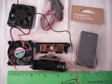 Lot of 6 Assorted Electrical Parts, 9V Battery Clips, AA Holder, Fans, Electric