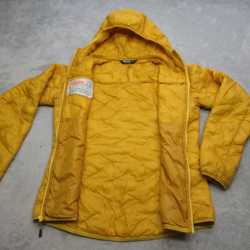 Chaqueta de investigación al aire libre para mujer mediana amarilla con capucha aislante Vermont University Foto 3 de 4