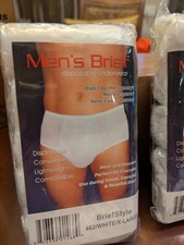 Men's Brief Dispos Underwear White XL New In Package Wear 15 PAIR UNOPENED...