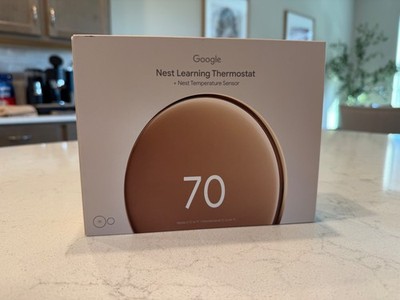 Google Nest Learning Thermostat 4th Gen Polished Gold w/ Temperature Sensor Comp