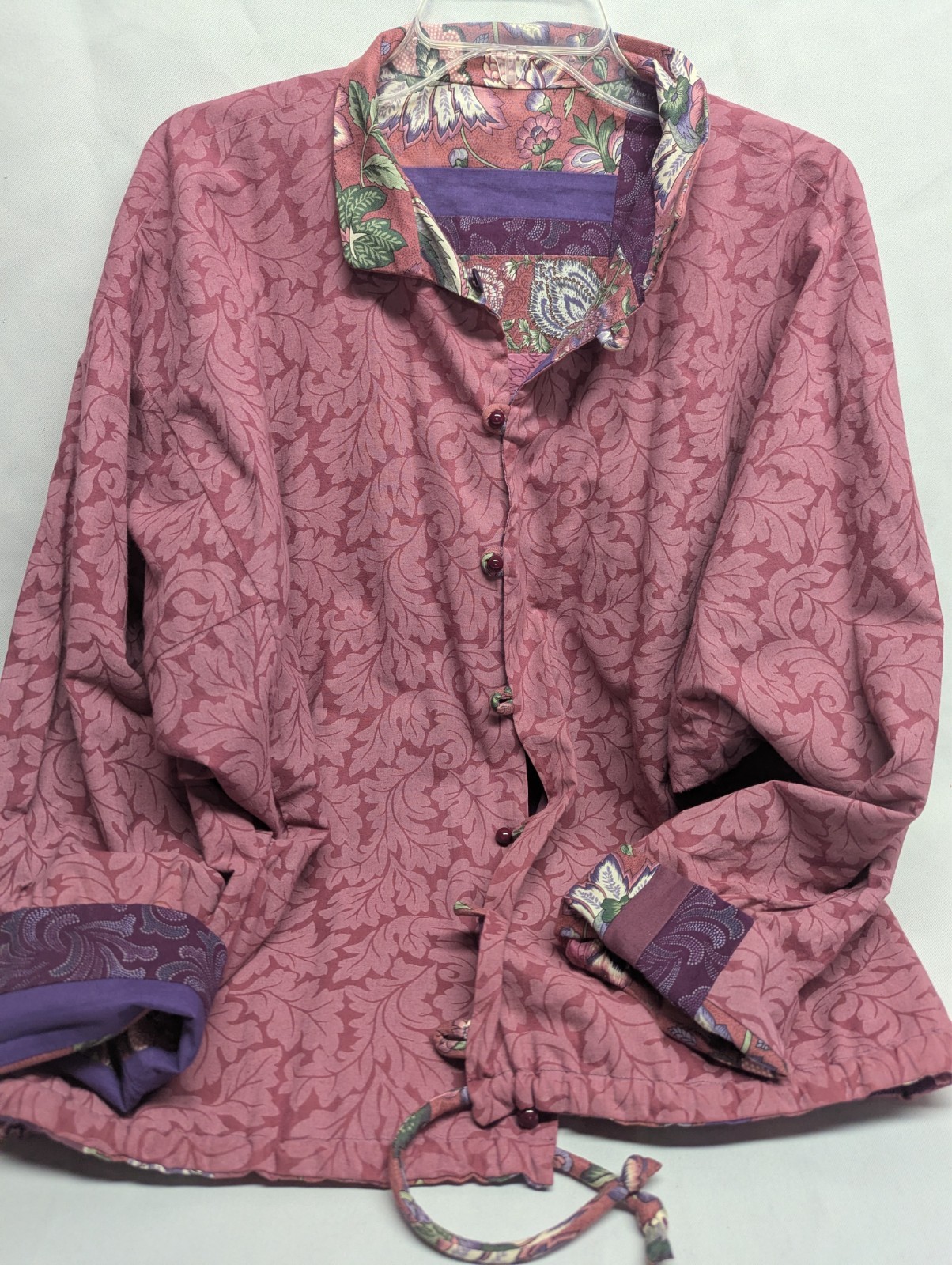 Vtg Reversible Patchwork Quilted Purple Jacket Si… - image 6