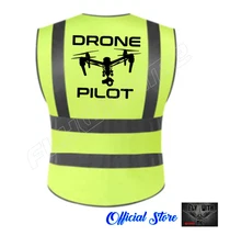 Drone Pilot Hi-Vis Safety Vest – 100% Solid Fabric, Reflective Strips, Zipper +