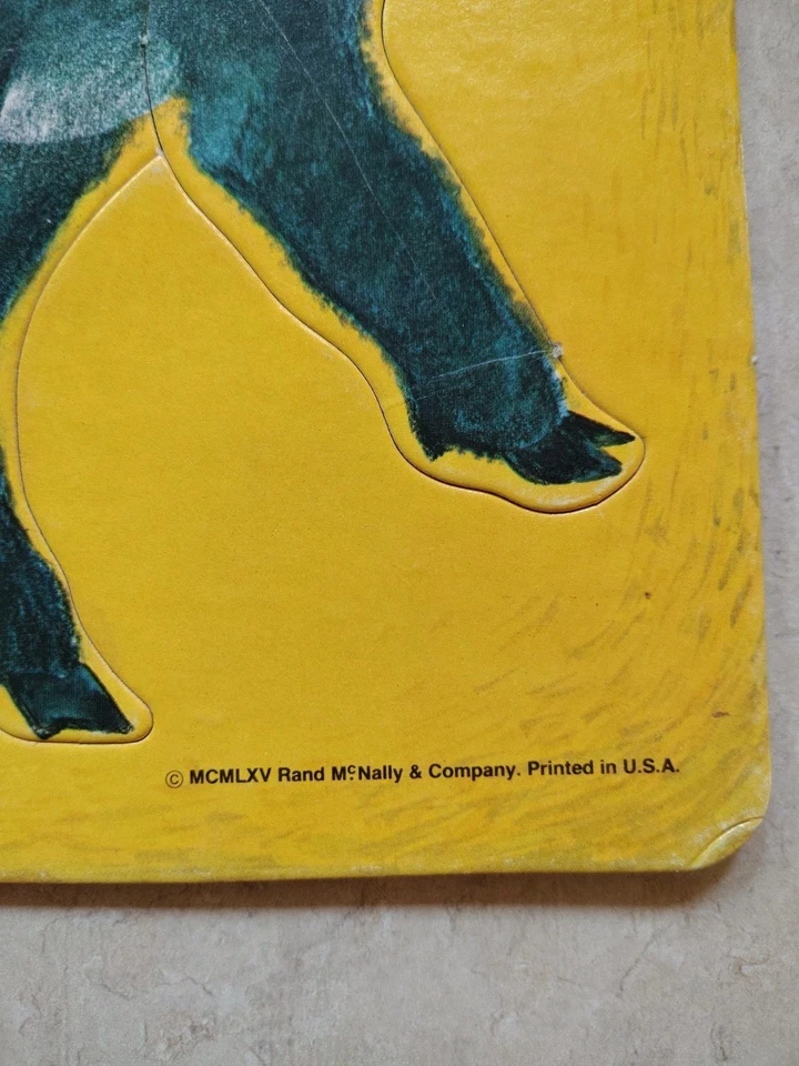 2 1965 Preschool Inlaid Puzzles - Baa Baa Black Sheet and Teddy Bear - Beautiful - Image 3 of 4