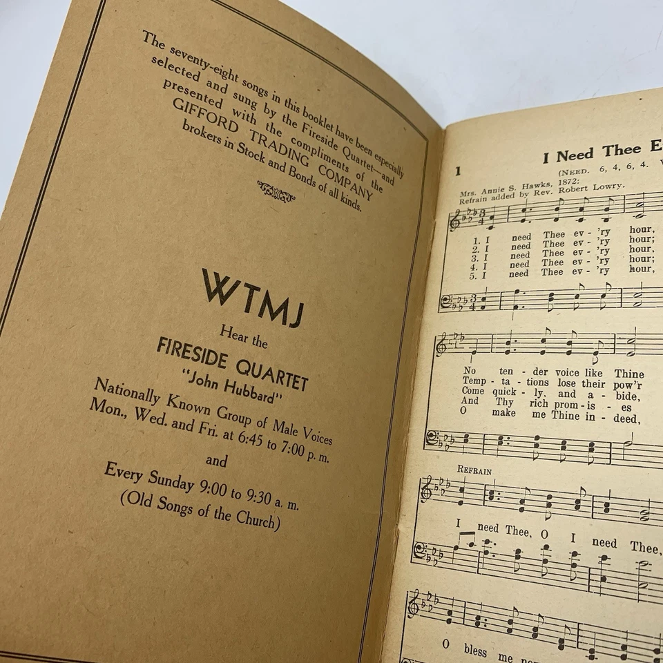 Old Songs Book 1931 Gifford Trading Co Beazley Publishing Fireside Quartet Vtg - Image 3 of 4