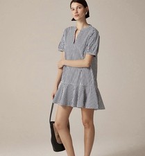 NWOT J. Crew Delilah Dress Crisp Cotton Poplin Coastal Nautical Summer Peplum 