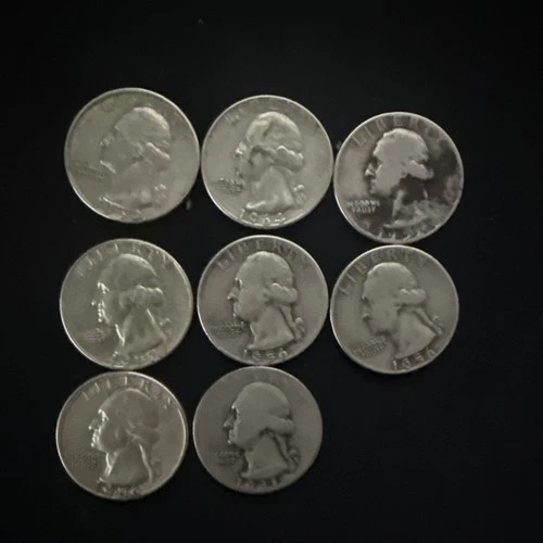$2 FV Washington Silver Quarters 25C Lot 1953-1962 Circulated Variety 90% silver