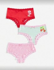 ROMWE X Strawberry Shortcake 3 Pack Lace Accent Panty Set y2k Kawaii Cutesy Soft