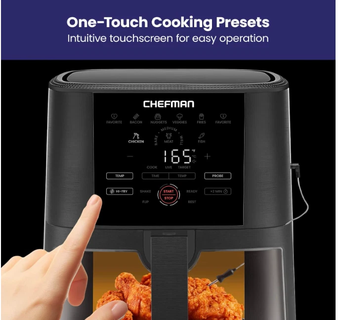 Freidora de aire digital CHEFMAN 5 cuartos de galón con sonda de temperatura fácil vista negra (U67K) Foto 2 de 4