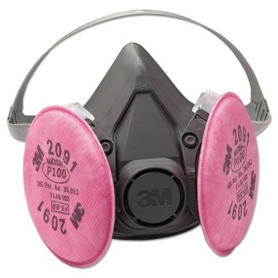 3M Half-Facepiece Respirator 6000 Series, Reusable, Medium, 2/Pack