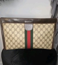 GUCCI GG Monogram Vintage Web Sherry Line Clutch Authentic