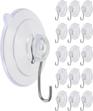Suction Cup Hooks, Transparent PVC Removable Reusable, for Glass Windows,