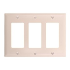 PASS & SEYMOUR TP263-LA DECORATOR WALL PLATE, 3-GANG, LT ALMOND (15-PACK)