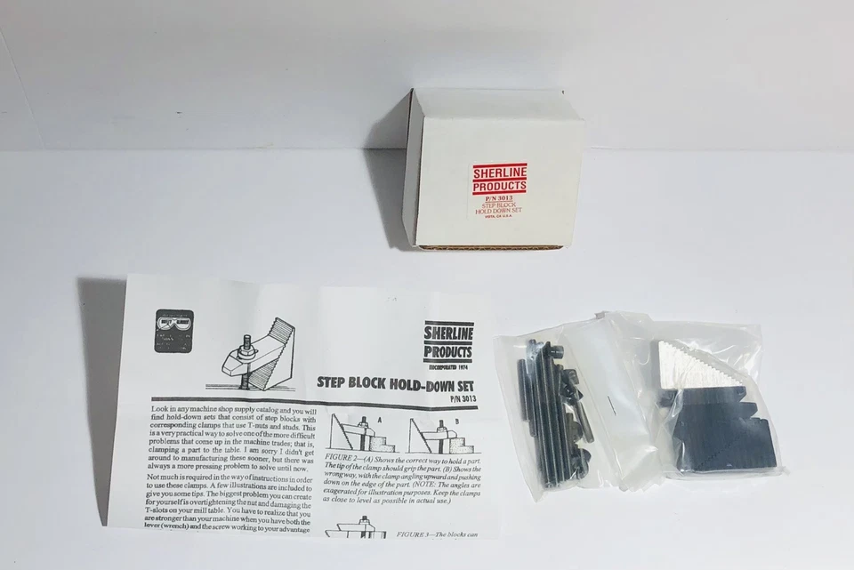 Conjunto de retenção Sherline 3013 bloco de degraus novo em folha com instruções - Imagem 2 de 4