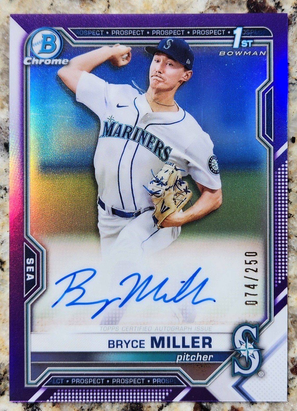 Bryce Miller 1st Bowman Purple Refractor Auto /250 🖋️2021 Bowman Chrome CDA-BMI