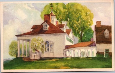 Postcard VA Mount Vernon Mansion from the North artist render