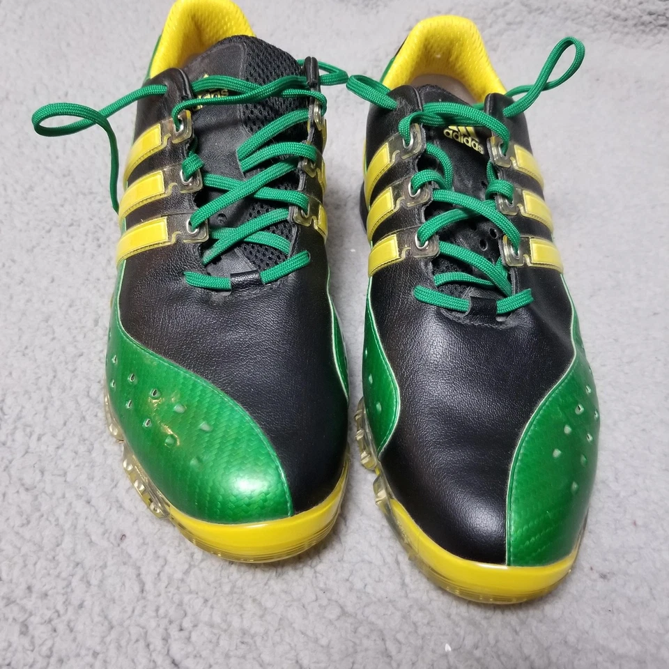 Adidas Powerband Golf Shoes Mens 10 Oregon Ducks Green Yellow Spiked Traxion - Image 4 of 4