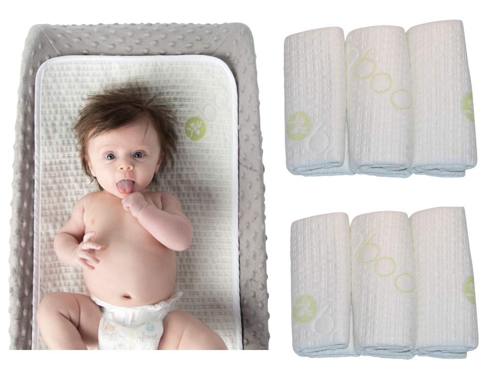 New Best Washable Absorbent Bamboo Rayon Baby Changing Pads 6 Pack - Extra Soft
