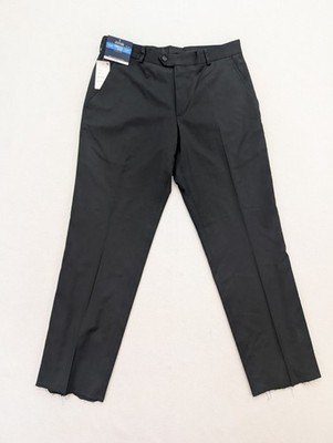 Stafford Men's Dress Pants Size 32 Black Cool Max Flat Front NEED HEMMED