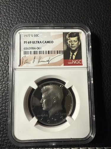 1977 S Kennedy Half Dollar John F Kennedy Signature label NGC PF69 Ultra Cameo