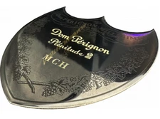 Dom Perignon P2 Champagne Black Metal Shield Label Box Plaque- Engravable - Rare
