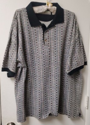 Vintage M.E. Sport Men's Polo Size XL 100% Cotton Olive Green/Brown Geometric