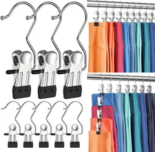 12 Pack Pants Hangers with Clip,Legging Organizer for Closet Hanging, Black 