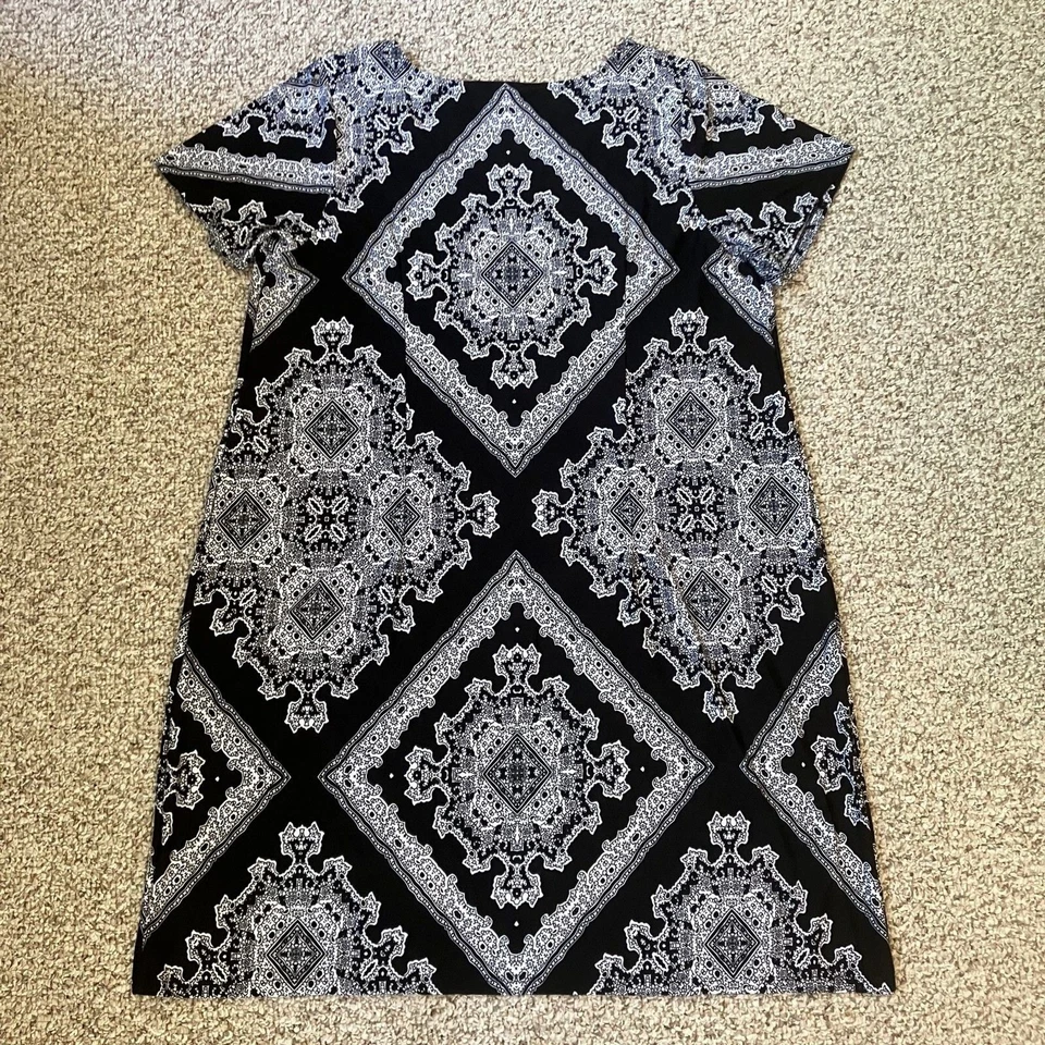 Vestido Avenue para mujer blanco y negro talla grande 22-24 manga corta boho elástico Foto 4 de 4