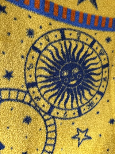 Vintage 90s Y2K Celestial Whimsigoth Throw Blanket Sun Moon Stars Reversible - Picture 7 of 8