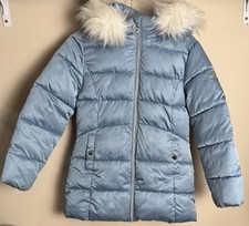 Michael Kors Girls Blue Coat Puffer 10/12 Jacket Faux Fur Coat Winter